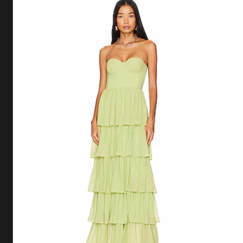 Strapless Green Tiered Dress